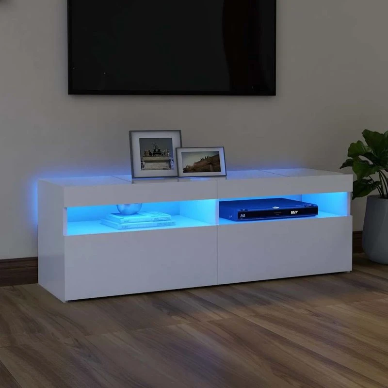 Tv-skab med LED-lys 120x35x40 cm, brun egetræ