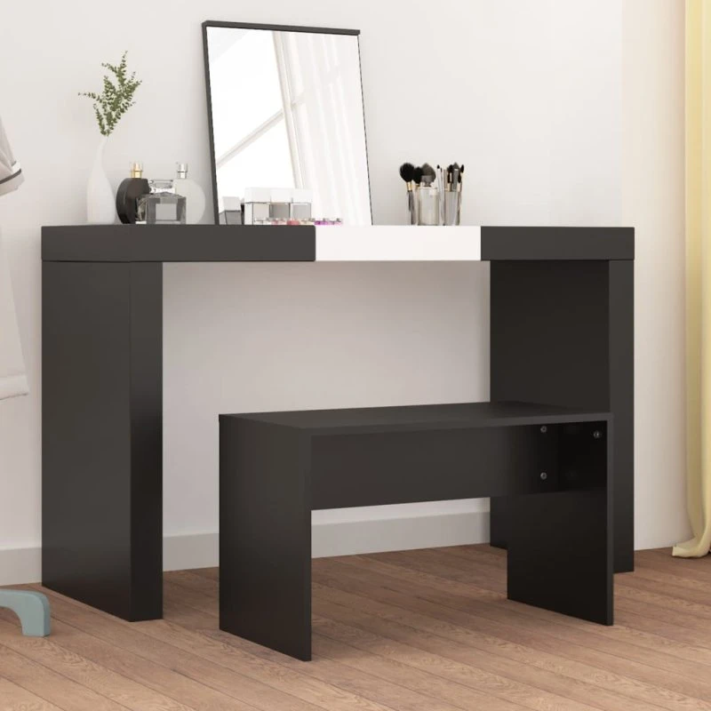 vidaXL Skammel til Makeupbord 70x35x45 cm Konstrueret Træ Sort