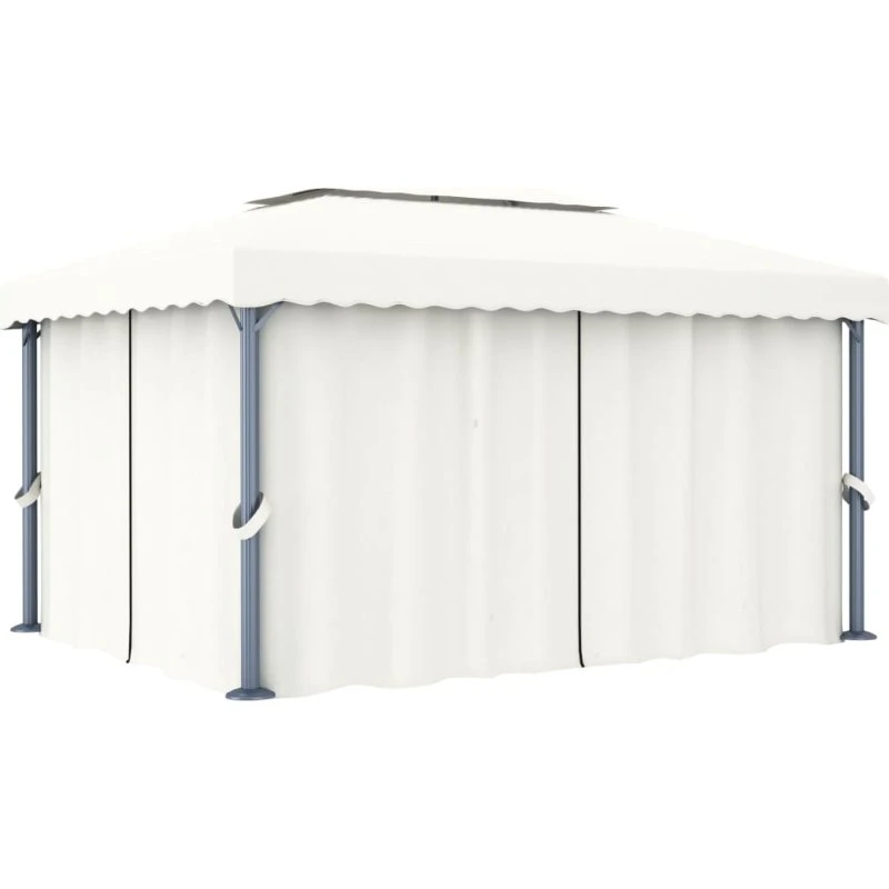 vidaXL Pavillon 4x3 m Aluminium Cremefarvet med Gardin