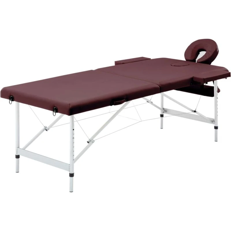vidaXL sammenfoldeligt massagebord med aluminiumsstel, 2 zoner, lilla
