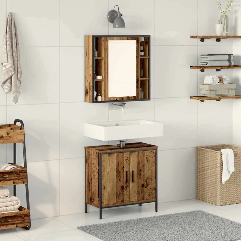 vidaXL Badeværelsesmøbel sæt 2 pcs Brun 60x30x60 cm Konstrueret træ