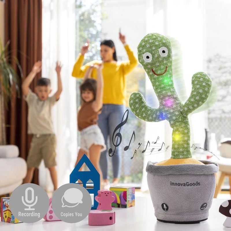 Cacxi Genopladelig Dansende Kaktus med Musik og LED-lys – Grøn