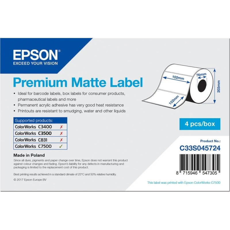 Epson Premium Pressestempel Skæreetiketter 102 x 152 mm, 3200 stk
