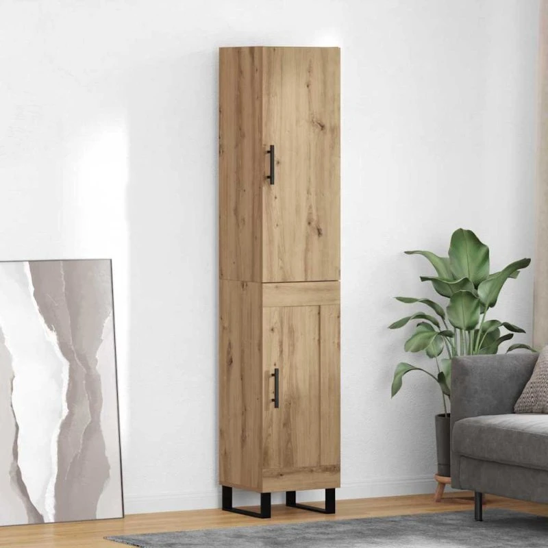 vidaXL Highboard Artisan Egetræ 34,5 x 34 x 180 cm