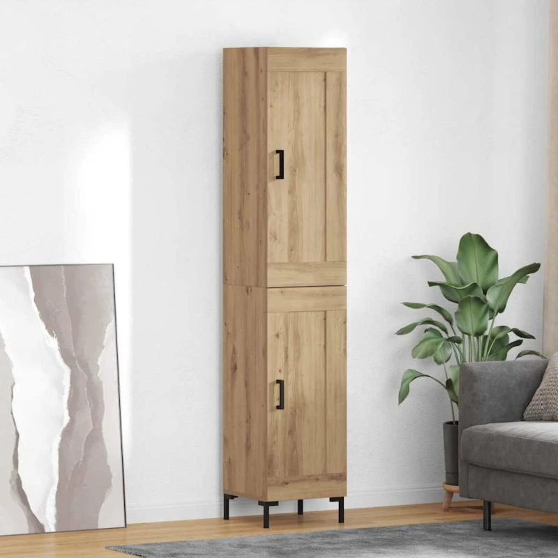 vidaXL Highboard Artisan Egetræ 34,5 x 34 x 180 cm