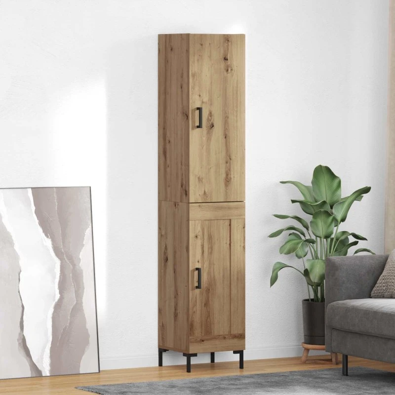 vidaXL Artisan Egetræ Højskab 69,5 x 34 x 180 cm