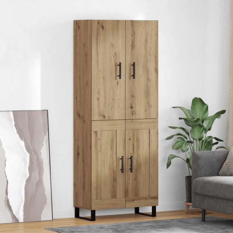 vidaXL Artisan Egetræ Højskab 69,5 x 34 x 180 cm, 2 stk