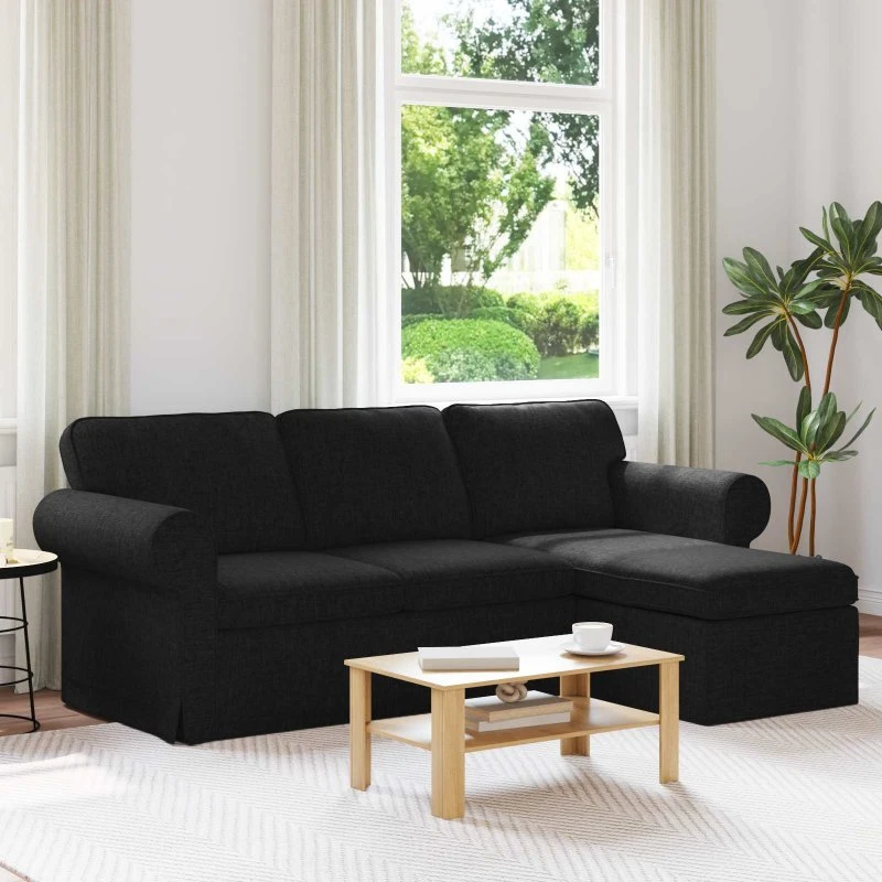 vidaXL Sofa Sort 215 x 138 x 80 cm Stof