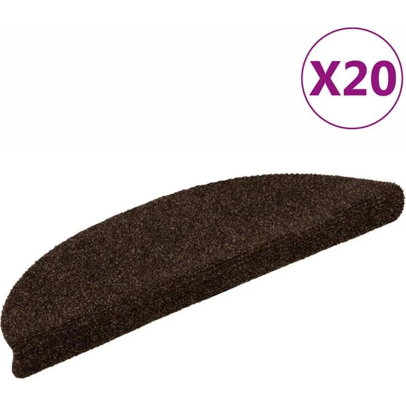 vidaXL selvklæbende trappemåtter 20 stk. 56x17x3 cm brune halvrunde