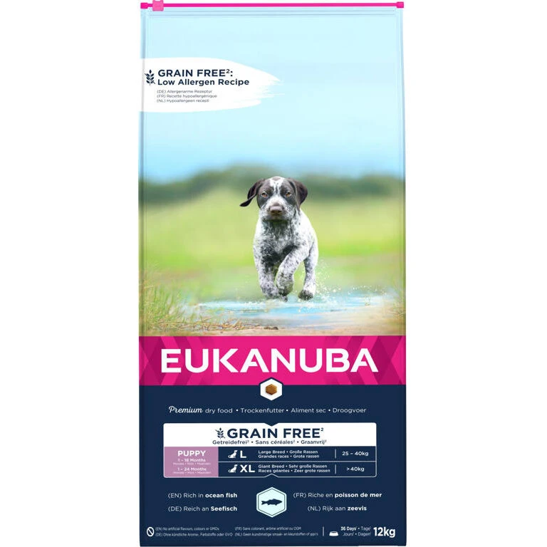 Eukanuba Puppy & Junior Large Kornfri havfisk 12 kg