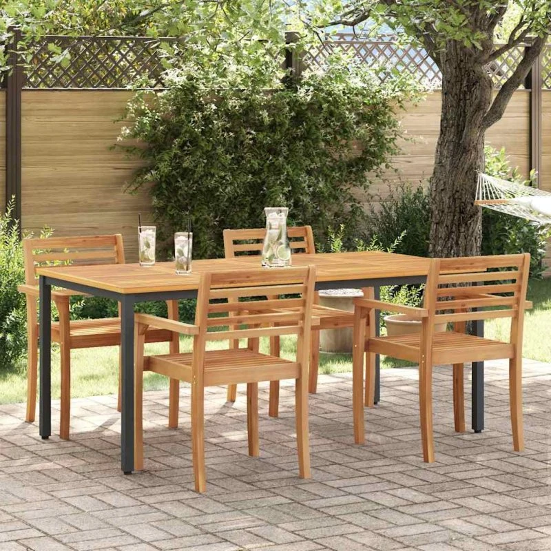vidaXL Udendørs Bord 180 x 90 x 75 cm Naturlig og Sort
