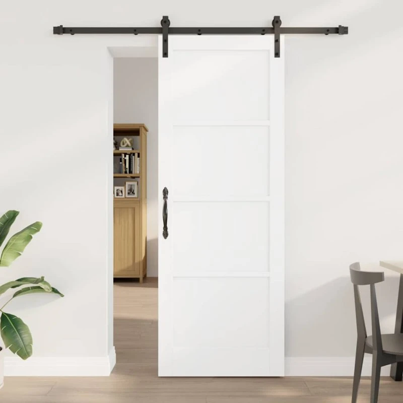 vidaXL Skydedør Hvid og Sort 78 x 211 cm i Massivt Fyrretræ