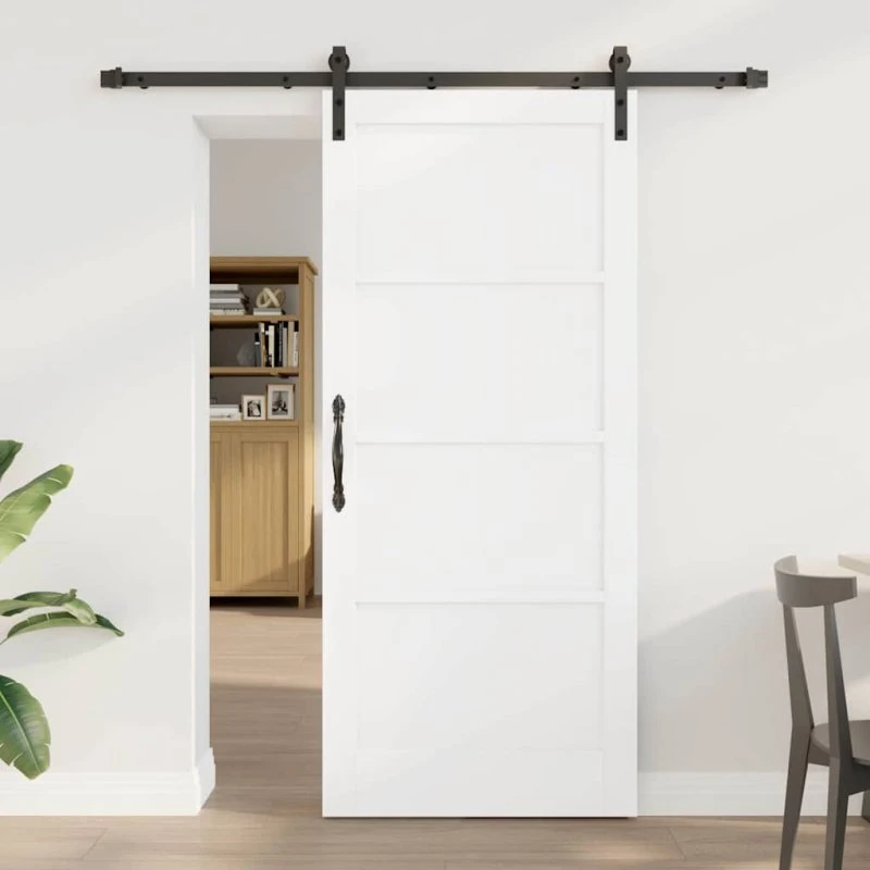 vidaXL Skydedør Hvid og Sort 86 x 198,5 cm i Massivt Fyrretræ