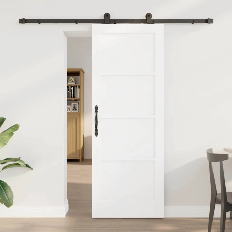vidaXL Skydedør Hvid og Sort 73,5 x 198,5 cm Massivt Fyrretræ
