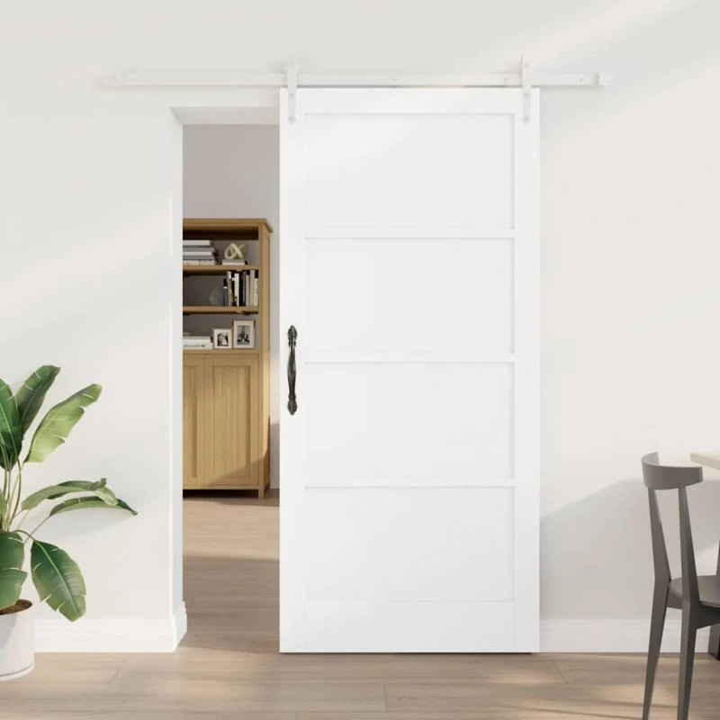 vidaXL ORKDAL Skydedør Hvid 93 x 202 cm Fyrretræ