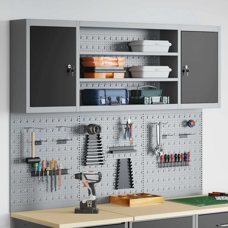 vidaXL Værktøjsskabssæt 4 pc Sort 200 x 20 x 115 cm