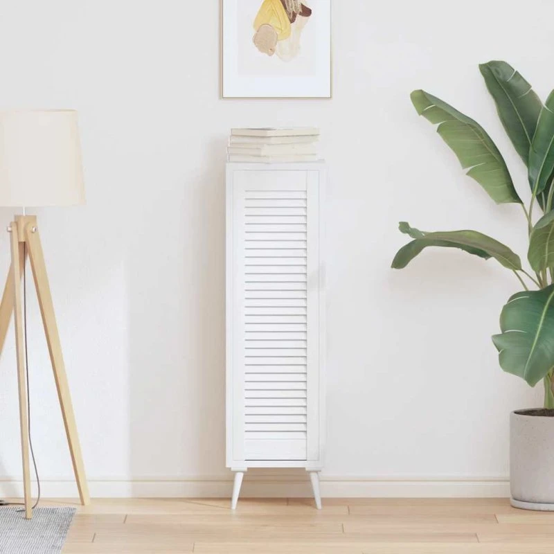 vidaXL Skabslåge 99x29,5 cm hvid lameldesign