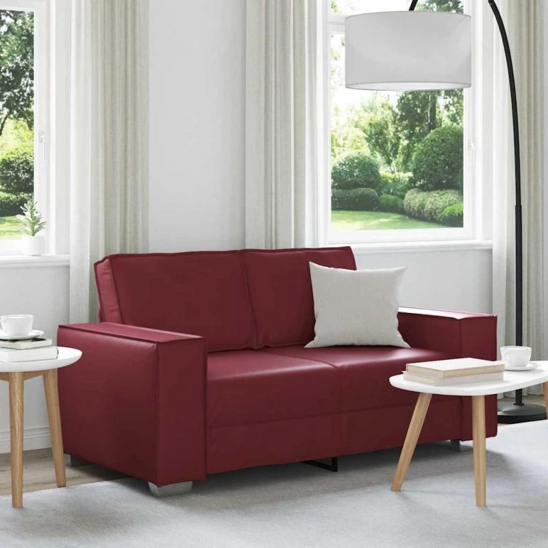 vidaXL Tosæders sofa Vinrød 160 cm Kunstlæder