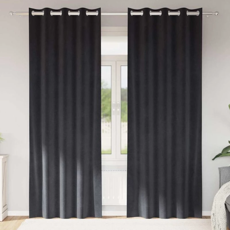vidaXL Mørklægningsgardiner 2 stk Mørkegrå 140 x 225 cm Fløjl