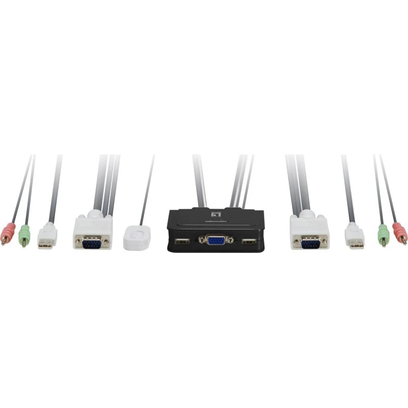 LevelOne KVM-0223 2-port USB VGA KVM-switch med lyd
