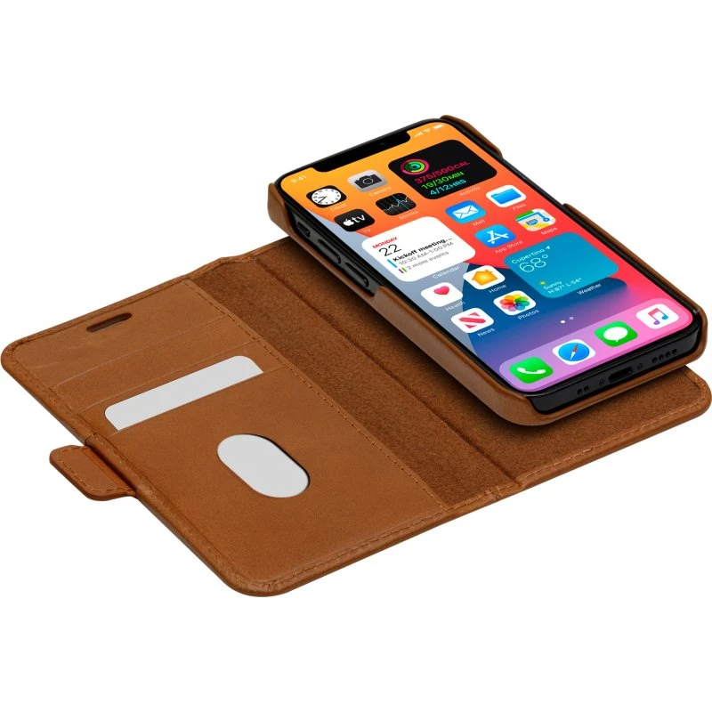 Lynge iPhone 12 mini 5.4'' Tan - Håndlavet lædercover med magnetisk cradle