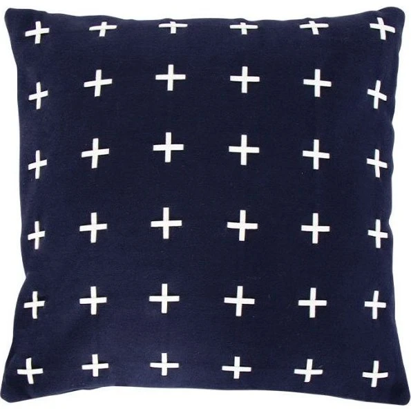 Borg Living Pyntepude 45x45 cm Mørkeblå med Krydser
