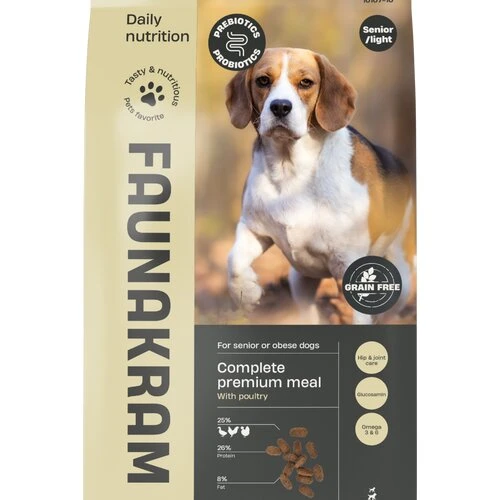 Kornfrit Senior/Light fjerkræ hundefoder 10 kg m/ pre- & probiotika