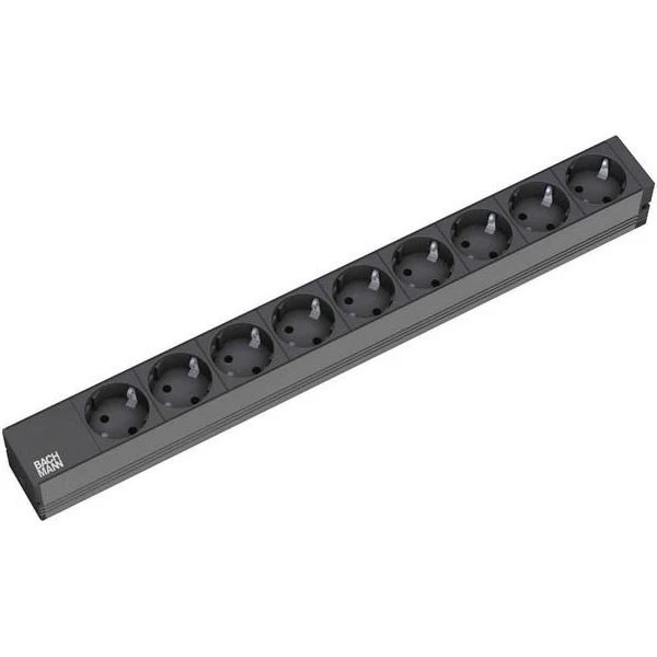 Bachmann 9x Schuko Stikdåse 2m Sort