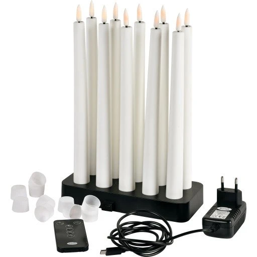 Duni genopladelige LED kronelys, 10 stk. med fjernbetjening