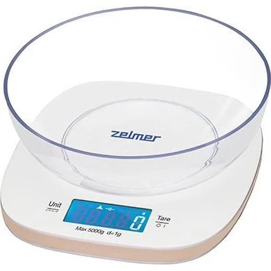 Zelmer ZKS1451 Køkkenvægt med Skål, Hvid, 1g/5kg