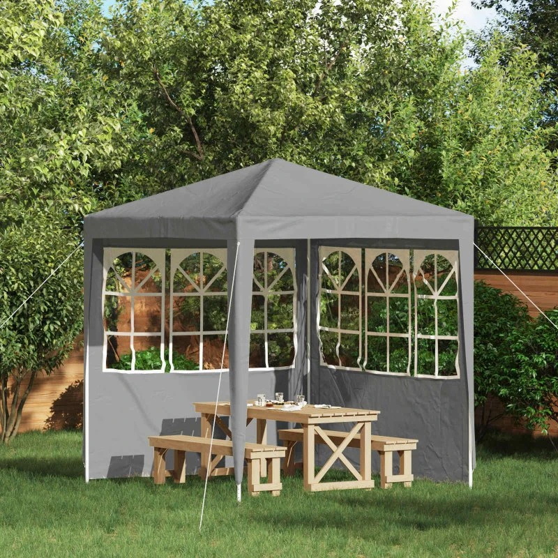 vidaXL Festasidevæg 2 stk 200 x 195 cm Lysegrå PE og Stål