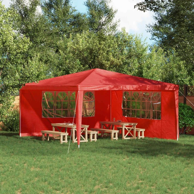 vidaXL Festasidevæg 2 stk 400 x 195 cm Rød PE og Stål