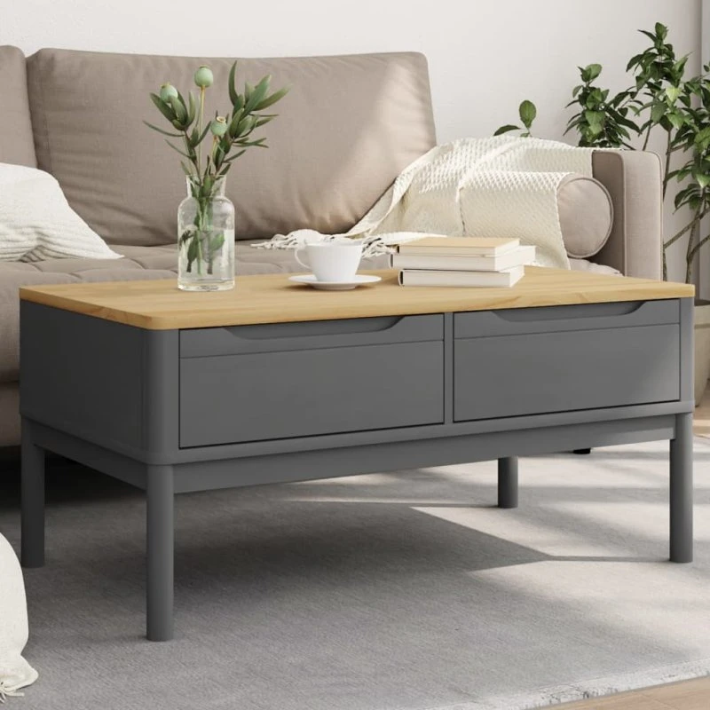 vidaXL FLORO sofabord 99x55,5x45 cm gråt massivt fyrretræ