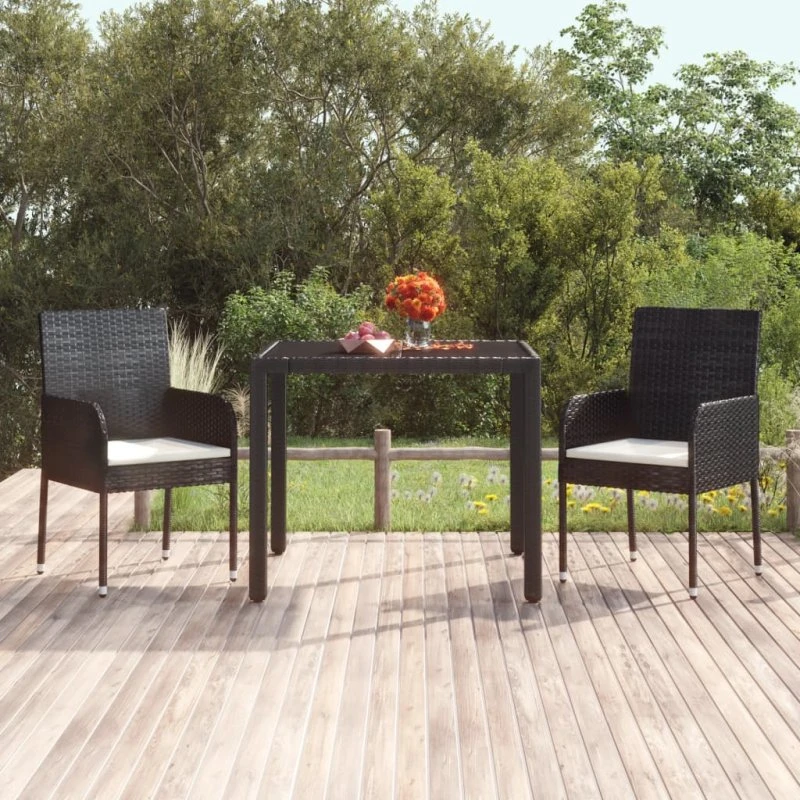 vidaXL Havestole med Hynder 2 stk. Polyrattan Sort