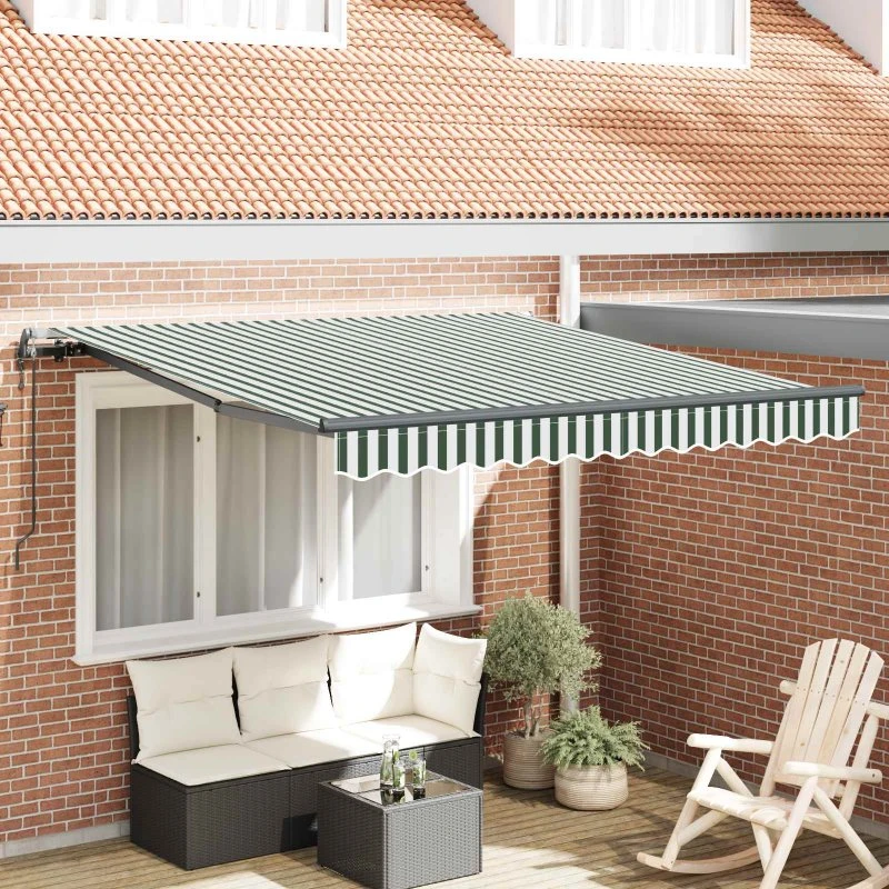 vidaXL Utrækkelig Markise Grøn og Hvid 300 x 250 cm