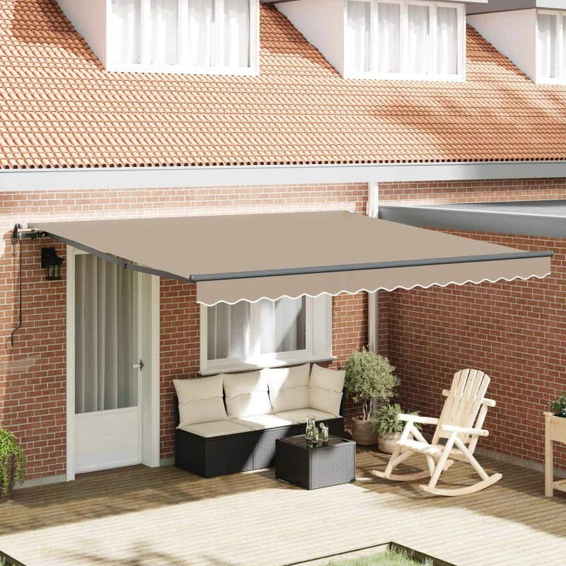 vidaXL Utrækkelig Markise Beige 400 × 350 cm Stof & Aluminium