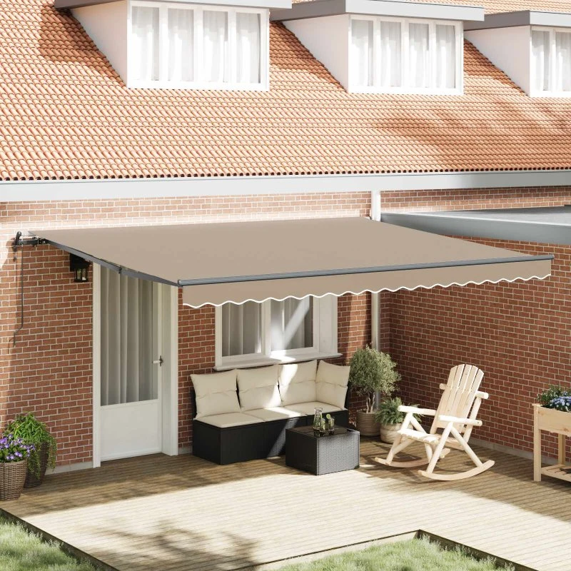 vidaXL Utrækkelig Markise Beige 450×300 cm Stof & Alu