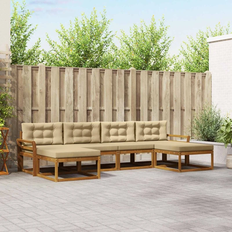 vidaXL Udendørs Sofagruppe 6 pc Naturlig & Beige