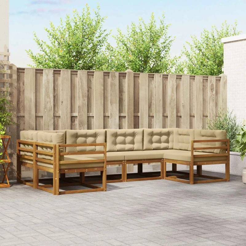 vidaXL Udendørs Sofagruppe 6 pc Naturlig/Beige