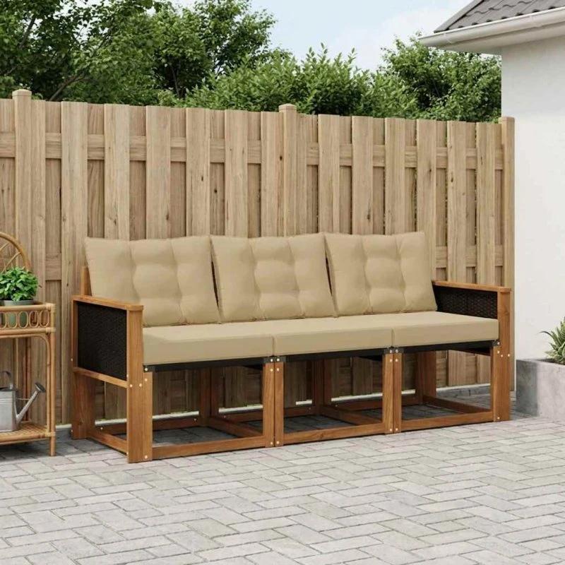vidaXL Udendørs Sofagruppe 3-pces Naturlig/Beige