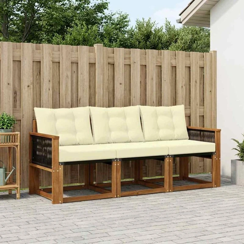 vidaXL Udendørs Sofagruppe 3 pcs Naturlig & Fløde