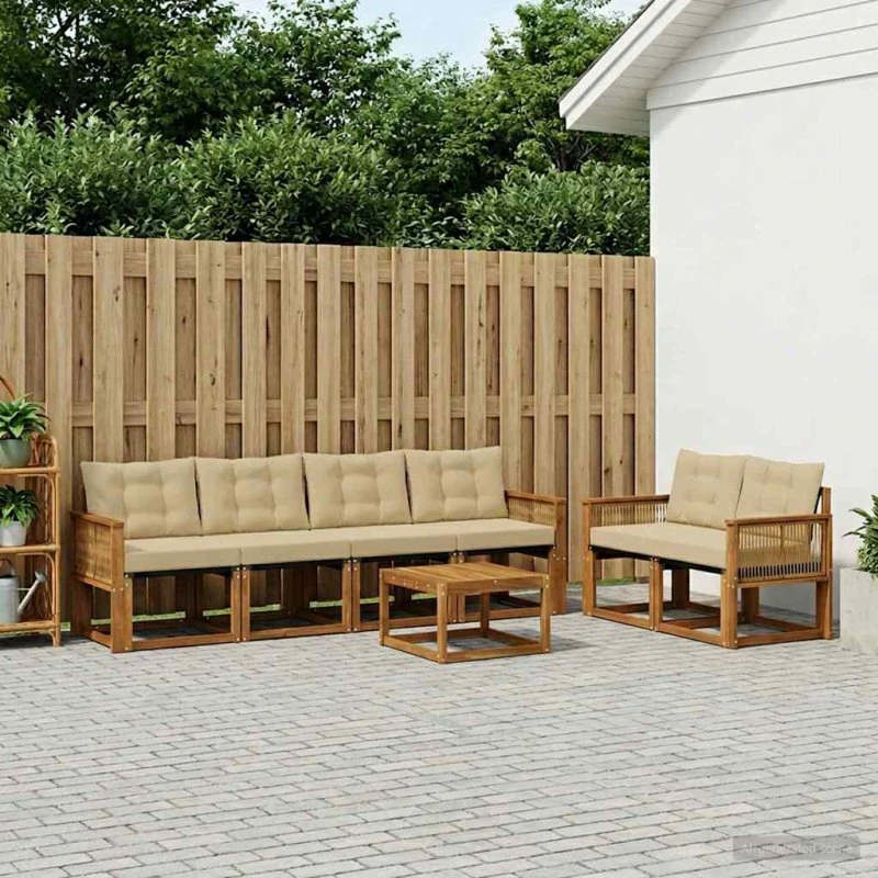 vidaXL Udendørs Sofagruppe 7 pcs Naturlig/Beige