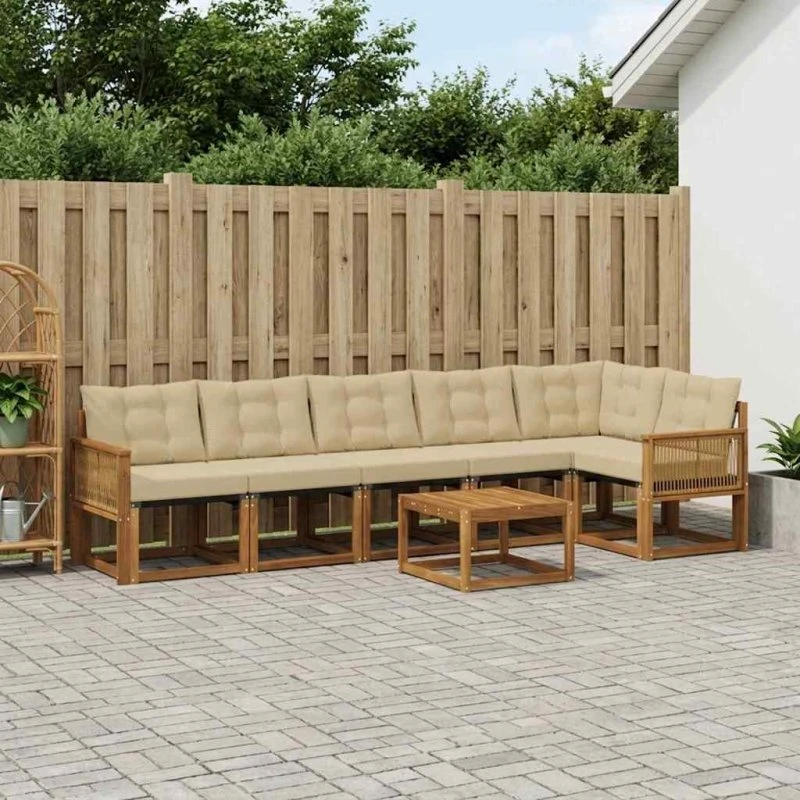 vidaXL Udendørs Sofagruppe 7 pc Naturlig/Beige