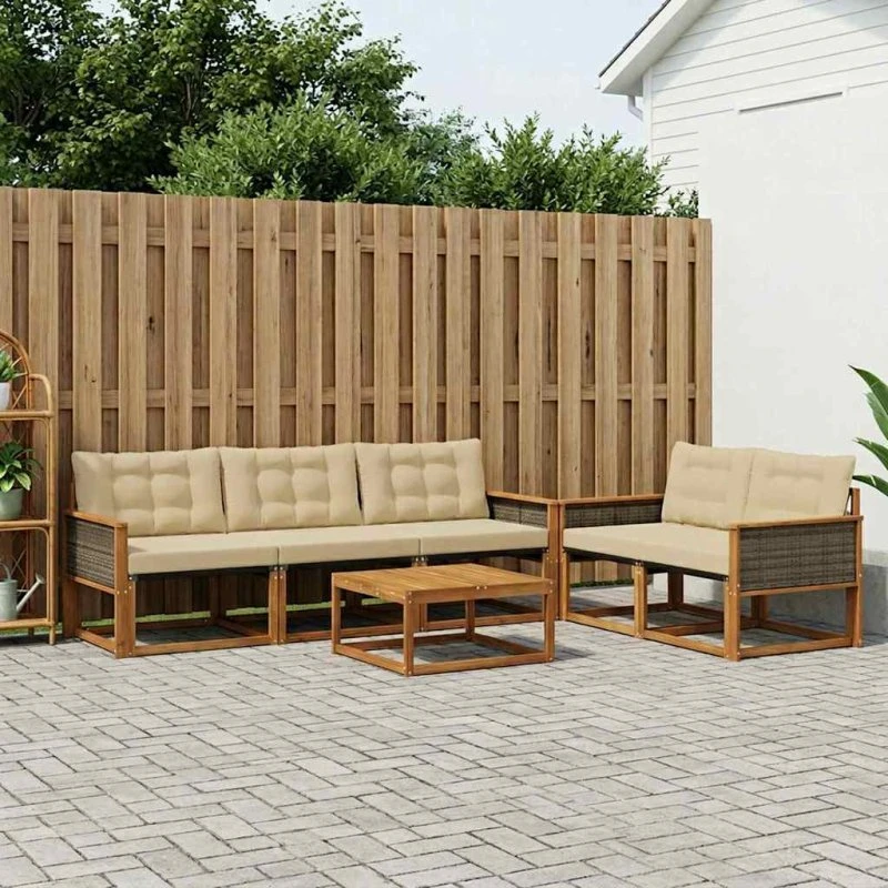 vidaXL Udendørs Sofagruppe 6 pc Naturlig/Beige