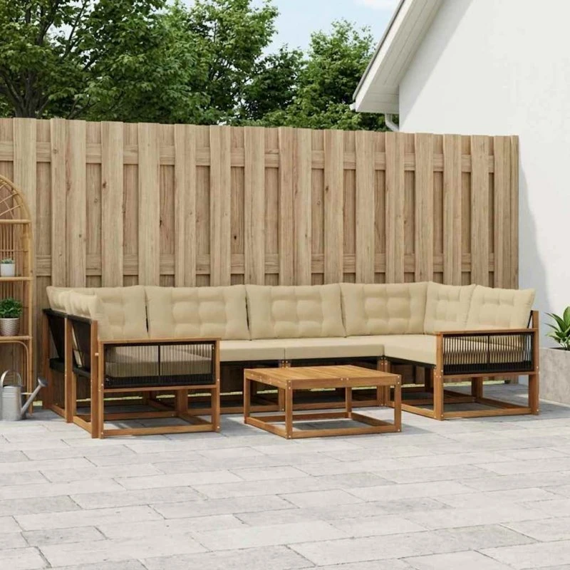 vidaXL Udendørs Sofagruppe 7 pcs Naturlig/Beige
