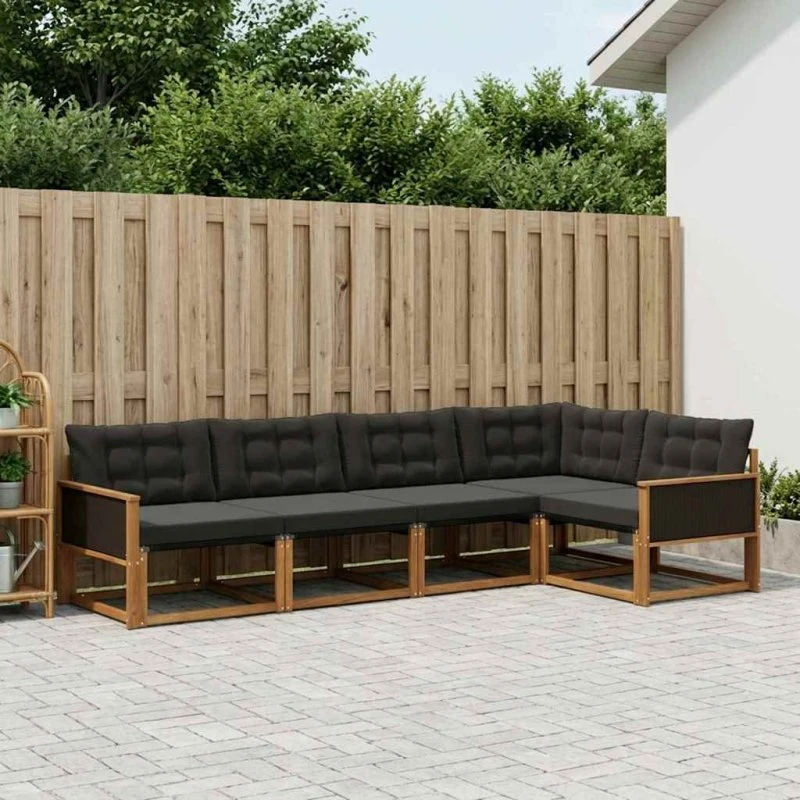 vidaXL Udendørs Sofagruppe 5-pcs Naturfarvet og Sort