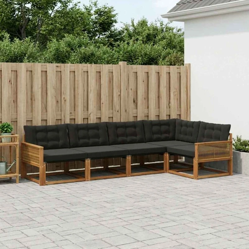 vidaXL Udendørs Sofagruppe 5-pcs Naturfarvet og Sort