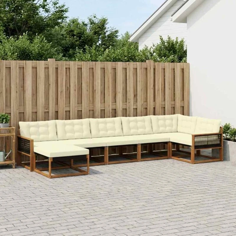 vidaXL Udendørs Sofagruppe 7 pcs Naturlig & Fløde