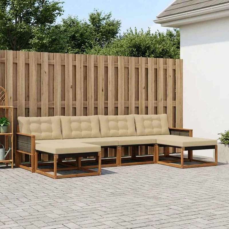 vidaXL Udendørs Sofagruppe 6 pcs Naturlig/Beige
