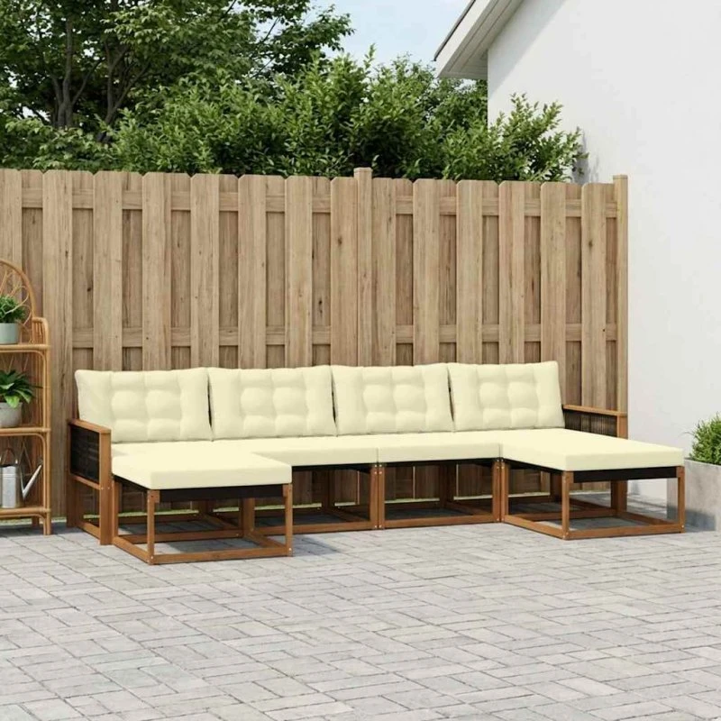 vidaXL Udendørs Sofagruppe 6 pc Naturlig & Fløde